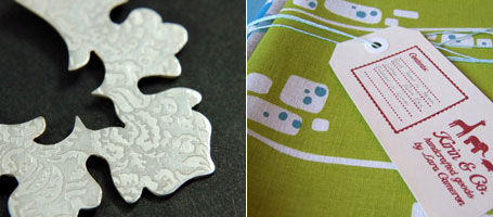 Damask Pendant by Simone Walsh and screenprinted fabric by Lara Cameron Damask Pendant by Simone Walsh and screenprinted fabric by Lara Cameron