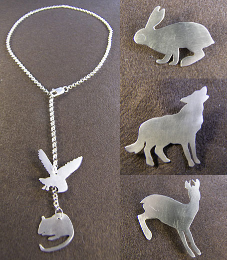 Sterling Silver Chain and Brooches by A Skulk of Foxes