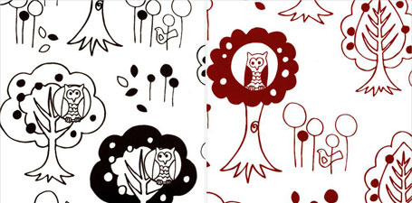 Kristen Doran screen printed fabrics - Owls, available from www.duckcloth.com.au Kristen Doran screen printed fabrics - Owls, available from www.duckcloth.com.au