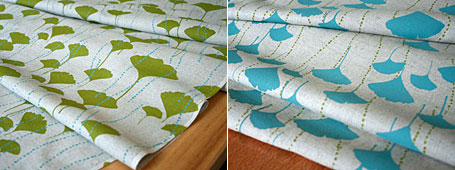 Lara Cameron Ginkgo screen printed fabrics, available from www.duckcloth.com.au Lara Cameron Ginkgo screen printed fabrics, available from www.duckcloth.com.au