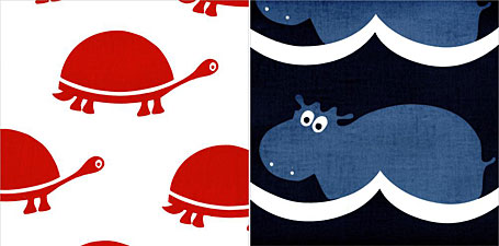 Sprout Design screen printed fabrics - Tortoises and Hippos, available from www.duckcloth.com.au Sprout Design screen printed fabrics - Tortoises and Hippos, available from www.duckcloth.com.au