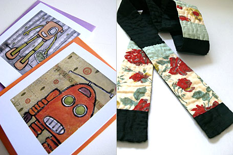 Robot Notecards by Dudley Redhead and Quilted Wrap by wife, available from www.georgielove.com Robot Notecards by Dudley Redhead and Quilted Wrap by wife, available from www.georgielove.com