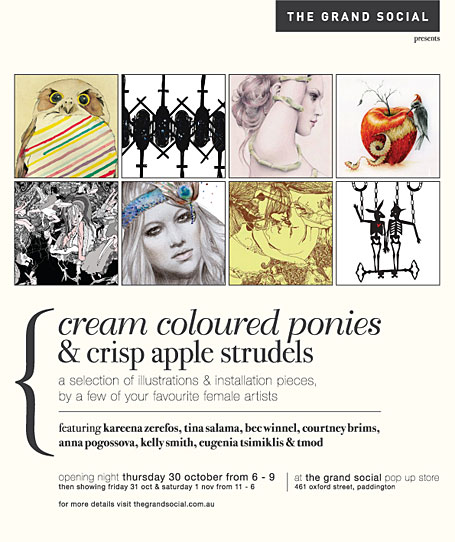 Cream Coloured Ponies & Crisp Apple Strudels exhibition flyer Cream Coloured Ponies & Crisp Apple Strudels exhibition flyer
