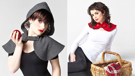 Grey Check Cape and Red Capelet by Grazed Youth available from the indie art & design store