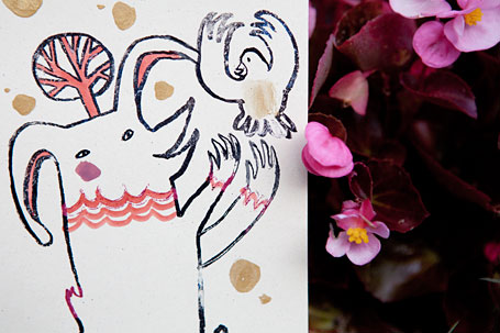 Rabbit Tree Head Handpainted Gocco by benconservato from the indie art & design store