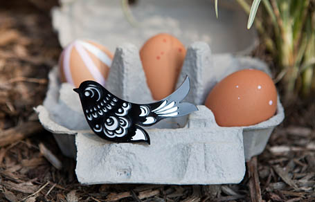 Hohloma Bird Brooch by a skulk of foxes from the indie art & design store