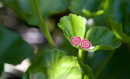 Heart Studs Red & White by a skulk of foxes from the indie art & design store