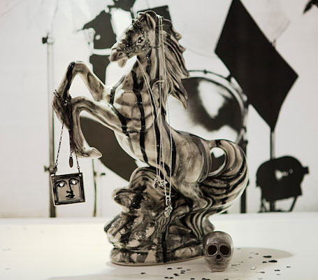 Horse Bandit Sculpture - Black Tear by Iggy & Lou Lou Horse Bandit Sculpture - Black Tear by Iggy & Lou Lou