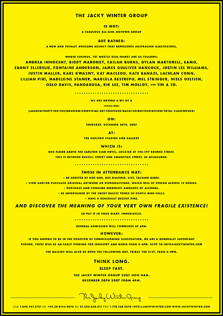 Jacky Winter Group exhibition invitation Jacky Winter Group exhibition invitation