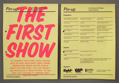 Invitation to the first show at Pin-Up. Also being launched at the Compound 