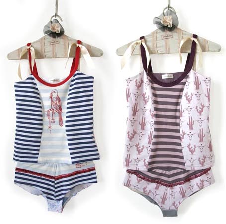 At Sea and Desert style singlets & knickers from Jessie Tucker