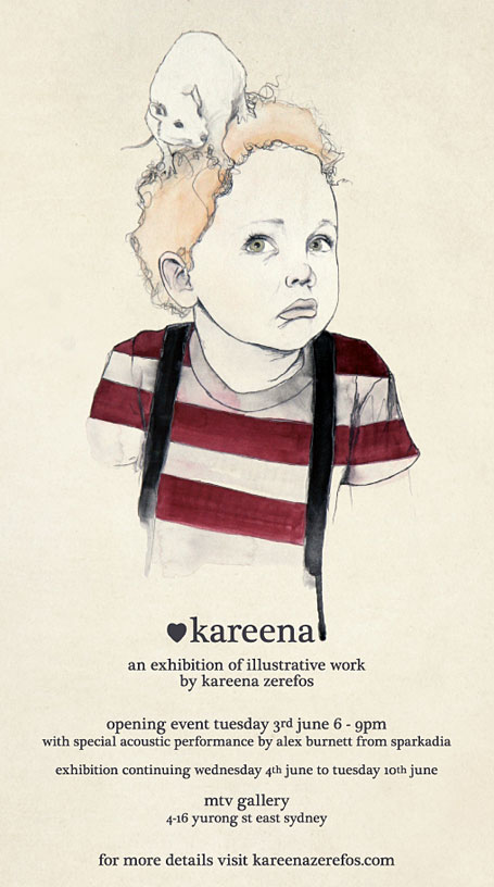 Solo exhibition flyer - artworks by Kareena Zerefos at MTV Gallery Solo exhibition flyer - artworks by Kareena Zerefos at MTV Gallery