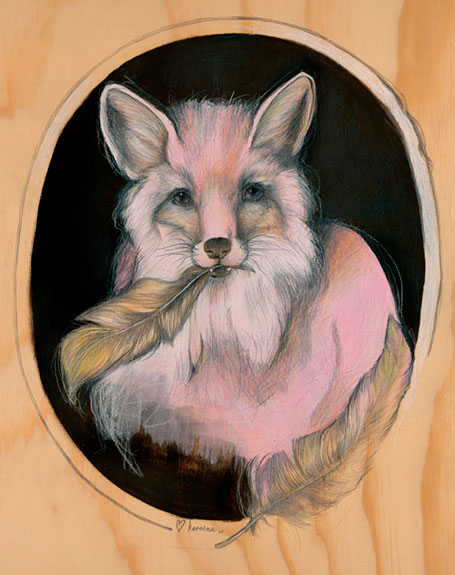 Fox and Feathers - original artwork by Kareena Zerefos for Hip Pop exhibition Fox and Feathers - original artwork by Kareena Zerefos for Hip Pop exhibition
