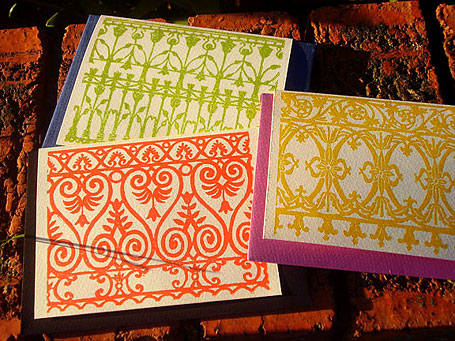 Lino printed handmade cards by Katie Muth Lino printed handmade cards by Katie Muth