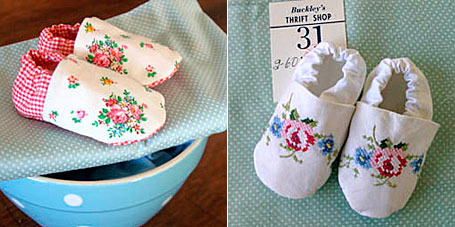Vintage Linen Baby Shoes by Lark Vintage Linen Baby Shoes by Lark