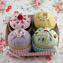 Set of 4 Hand-Knitted Cupcakes by Lark Set of 4 Hand-Knitted Cupcakes by Lark