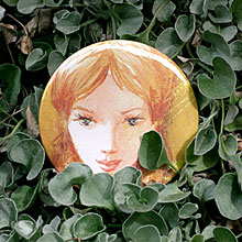 Young Woman vintage storybook pocket mirror by Lark Young Woman vintage storybook pocket mirror by Lark