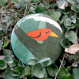 Vintage Storybook Red Bird Pocket Mirror Vintage Storybook Red Bird Pocket Mirror by Lark