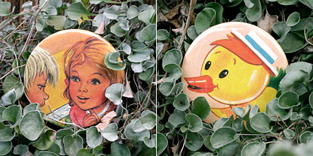 Yellow Duck and Boy & Girl Vintage Storybook Pocket Mirrors by Lark Yellow Duck and Boy & Girl Vintage Storybook Pocket Mirrors by Lark