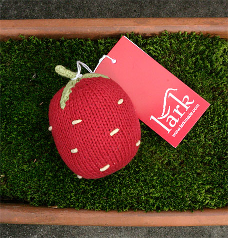 Strawberry Knitted Fruit Rattle by Lark