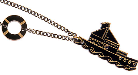 Sinking Ship necklace in black by Limedrop Sinking Ship necklace in black by Limedrop