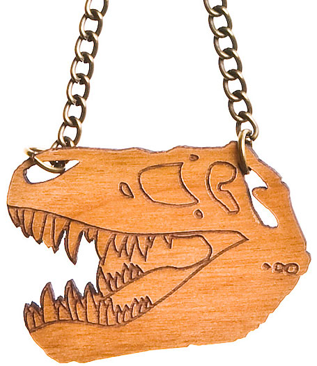 T-rex necklace in cherrywood by Limedrop T-rex necklace in cherrywood by Limedrop
