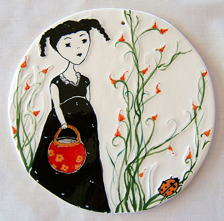 Collecting 14.5cm Ceramic Disk by Linogirl Collecting 14.5cm Ceramic Disk by Linogirl