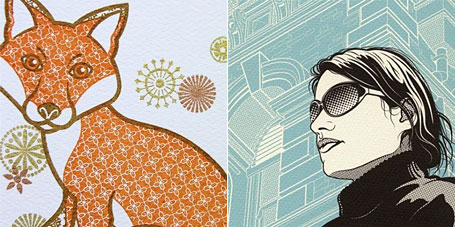 Sunday Morning Art Print and Fox & Flowers Limited Edition Gocco Screen Print by Magic Jelly Sunday Morning Art Print and Fox & Flowers Limited Edition Gocco Screen Print by Magic Jelly