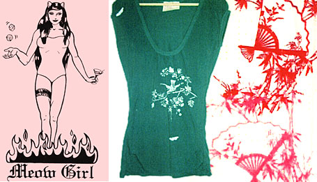 Meow Girl screen printed t-shirts
