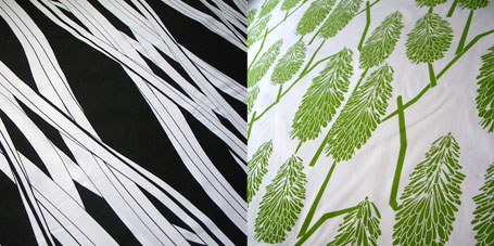 Black and White Take the Tube & Lime and White Mr Mop yardages by Metremade of Melbourne