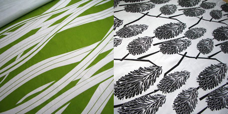 Lime and White Mr Mop & Black and White Take the Tube yardages by Metremade of Melbourne