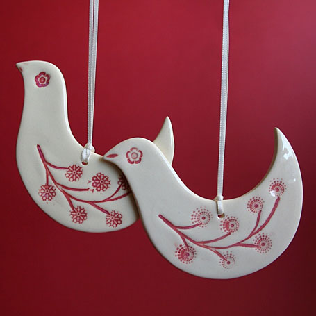 Ceramic Christmas Bird decorations by Paper Boat Press Ceramic Christmas Bird decorations by Paper Boat Press