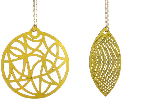 Gold Globe pendant and Gold Sweep pendant by Polli Gold Globe pendant and Gold Sweep pendant by Polli