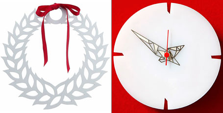 White Wreath and Fractal Eco Clock by Polli White Wreath and Fractal Eco Clock by Polli