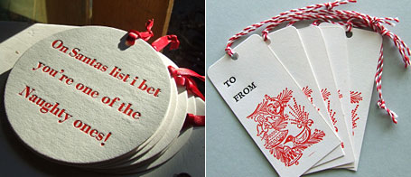 Letterpress Christmas tags by RubyVictoria Letterpress Christmas ornaments and tags by RubyVictoria