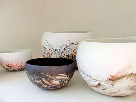 Nests by Queensland-based ceramicist Shannon Garson - from the Little Uns ceramics exhibition at Pomme, Mornington, Victoria. Nests by Queensland-based ceramicist Shannon Garson - from the Little Uns ceramics exhibition at Pomme, Mornington, Victoria.
