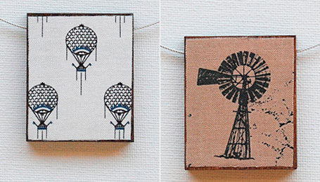 Fabric, resin & wood Eclectic Pendants by Shonah Jewellery Design Fabric, resin & wood Eclectic Pendants by Shonah Jewellery Design
