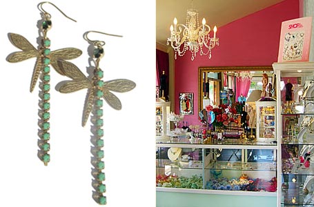 Sweet Papillion Green Dragonfly Earrings and Boutique