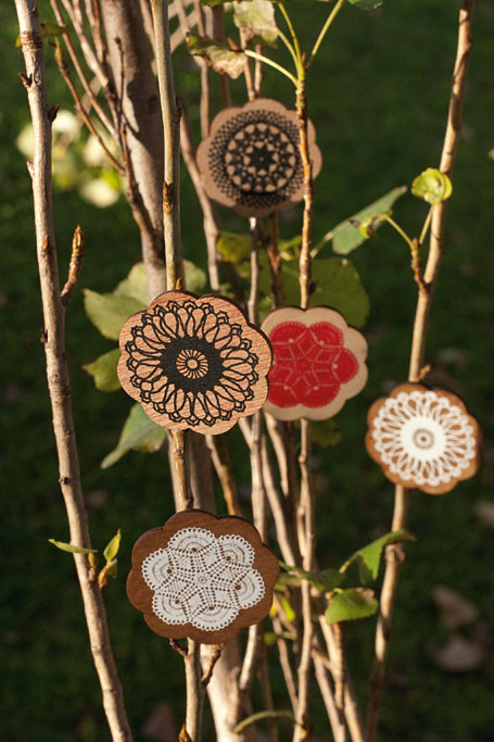 Wooden Doily Brooches by States of Nature Wooden Doily Brooches by States of Nature