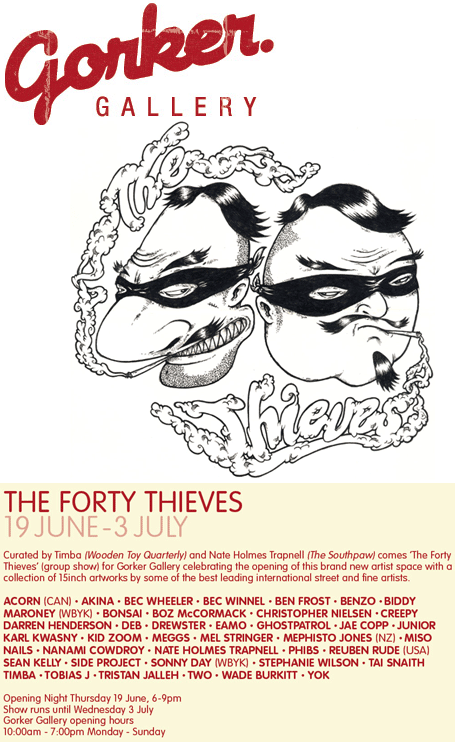 40 Thieves exhibition flyer - Gonker Gallery 40 Thieves exhibition flyer - Gonker Gallery