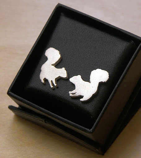 Silver Squirrel studs by Melbourne designer Natalie Cirillo of A Skulk of Foxes Silver Squirrel studs by Melbourne designer Natalie Cirillo of A Skulk of Foxes