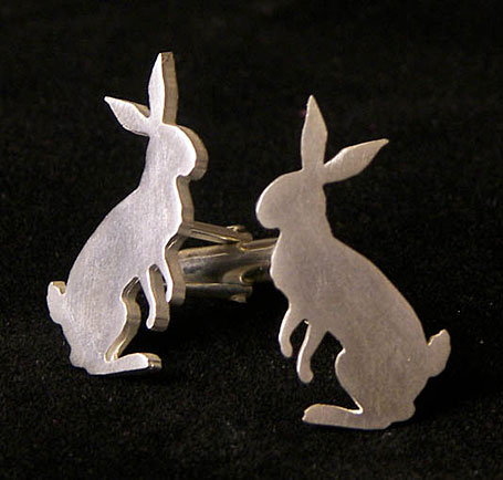 Silver Rabbit cufflinks by Melbourne designer Natalie Cirillo of A Skulk of Foxes Silver Rabbit cufflinks by Melbourne designer Natalie Cirillo of A Skulk of Foxes