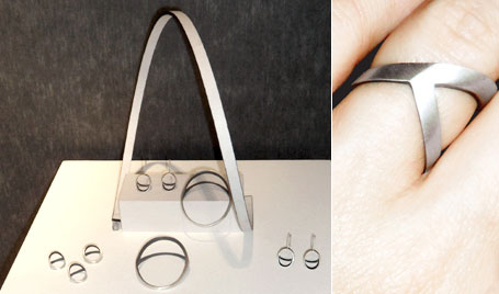 Orbit bangle, earrings and ring by Sydney jewellery designer Bilingual Orbit bangle, earrings and ring by Sydney jewellery designer Bilingual
