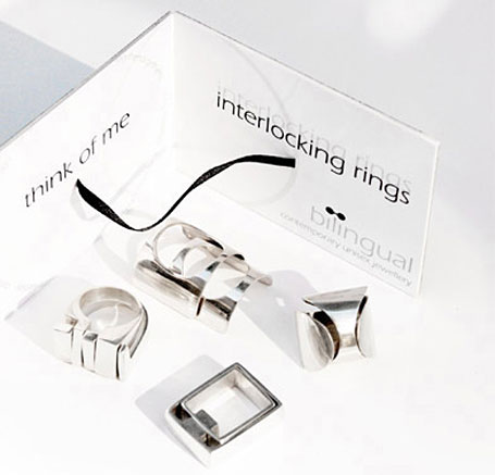 Interlocking rings in sterling silver by Sydney jewellery designer Bilingual Interlocking rings in sterling silver by Sydney jewellery designer Bilingual