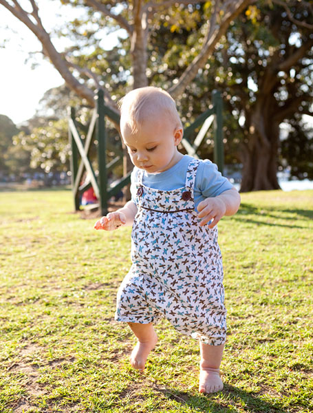 Liam wearing Buttermilk overalls in Skyways print Liam wearing Buttermilk overalls in Skyways print