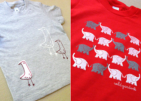 Birdy Jazz Trio and Elephant Walk children's t-shirts by Wildgarden Birdy Jazz Trio and Elephant Walk children's t-shirts by Wildgarden