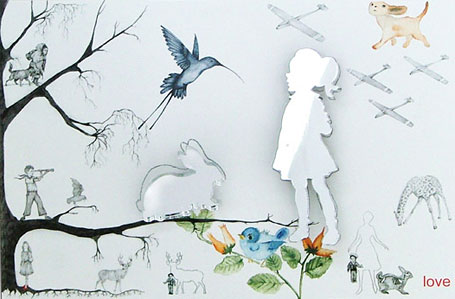 Girl and Bunny Brooch Set by love Girl and Bunny Brooch Set by love