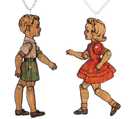 Handpainted Finish - I wish I were a real boy or girl necklaces and brooches by love Handpainted Finish - I wish I were a real boy or girl necklaces and brooches by love