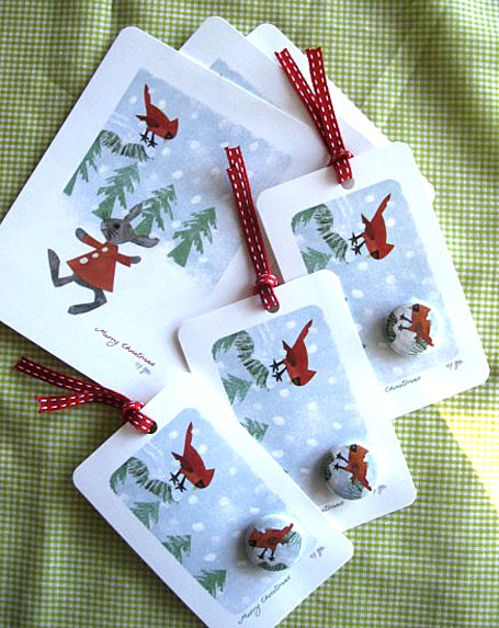Christmas Bunny & Wren Gift Cards & Tags by Dudley Redhead Christmas Bunny & Wren Gift Cards & Tags by Dudley Redhead