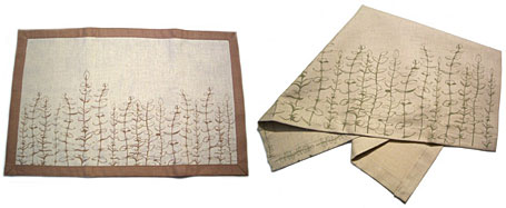 Stem Table Mats and Napkins by Out To Lunch Banksia and Stem full size aprons by Out To Lunch